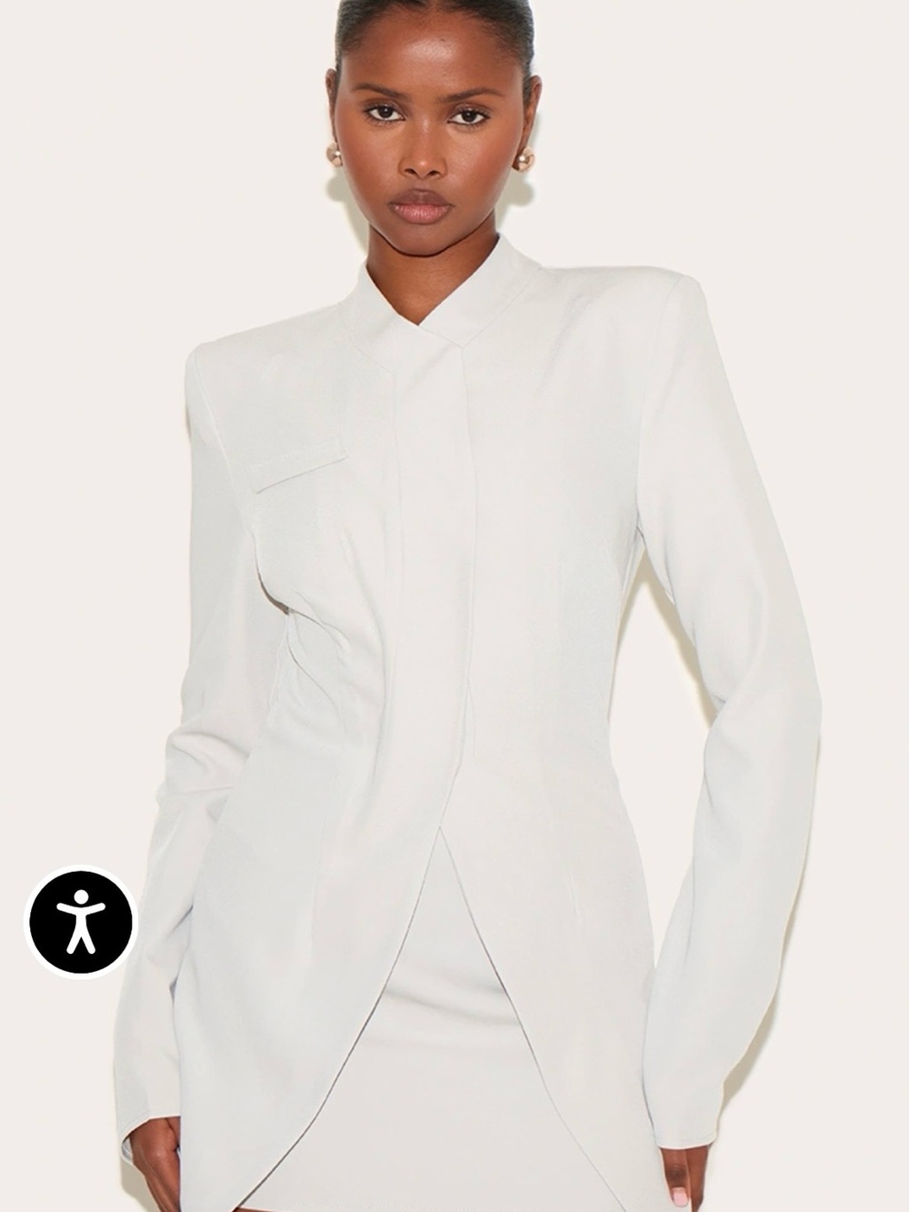 PrettyLittleThing Clay Tailored overlap shift long blazer dress size 4